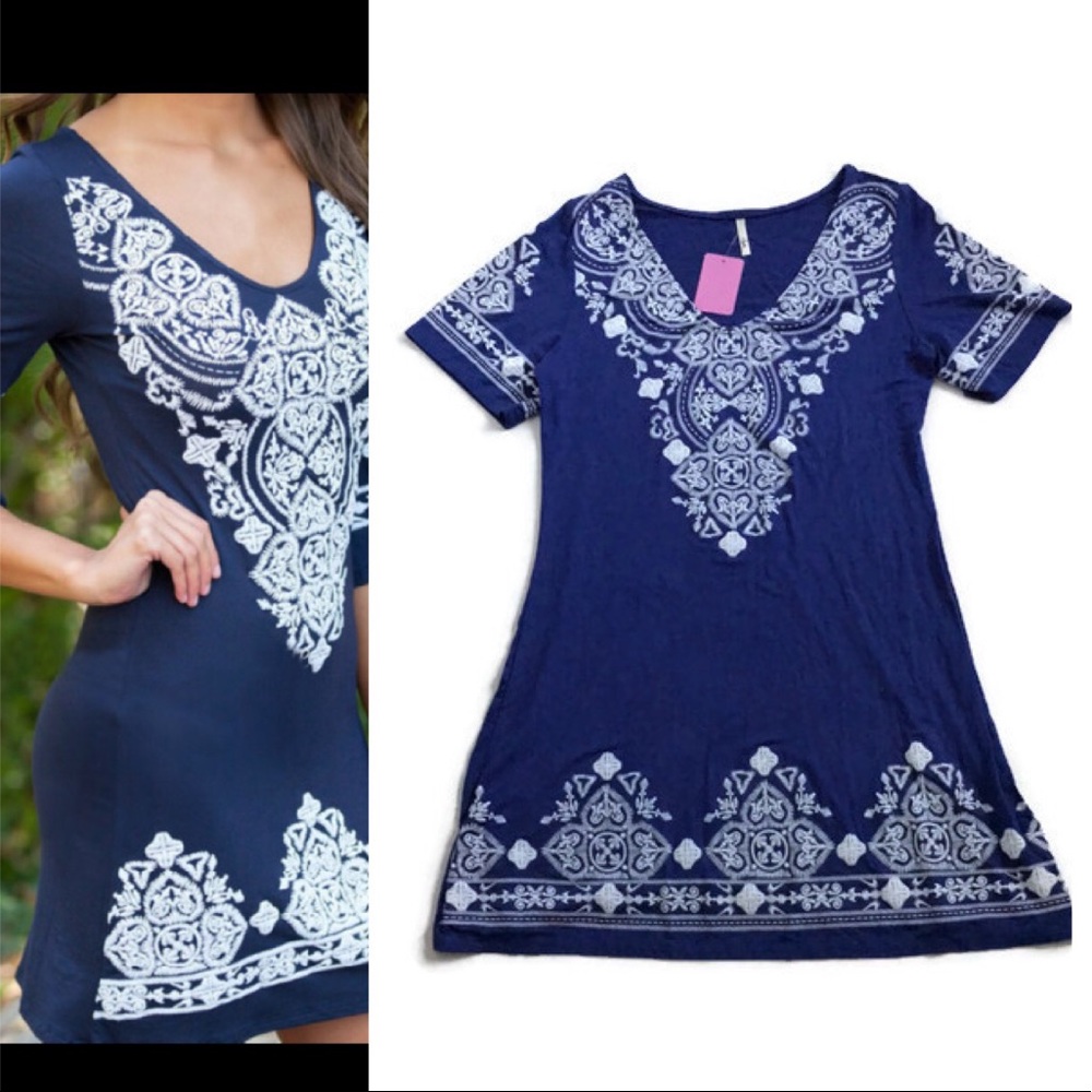 NWT VOLL Tribal Pattern Embroidered Dress XL